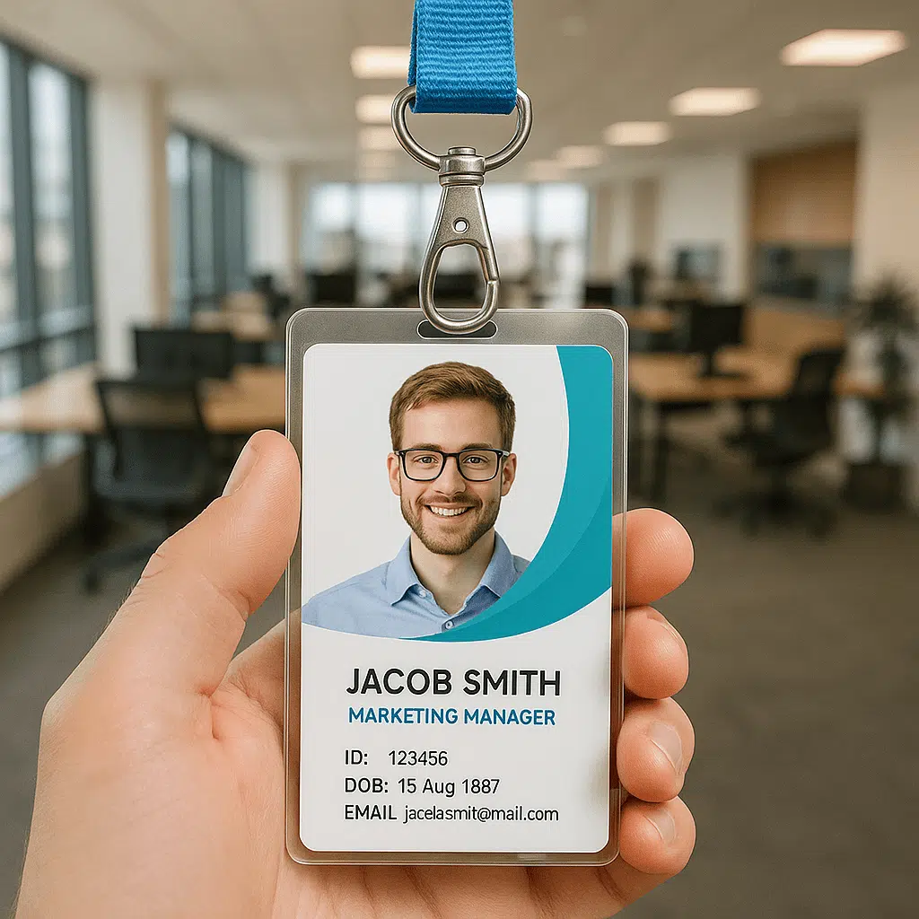 Durable plastic ID badge – personalized full-color print